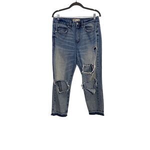 Garage Mom Jeans Womens Size 11 Blue Denim Distressed Light Wash Casual Comfy